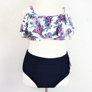 Raisins Size 24 Bikini Set Floral Top & Navy Bottom